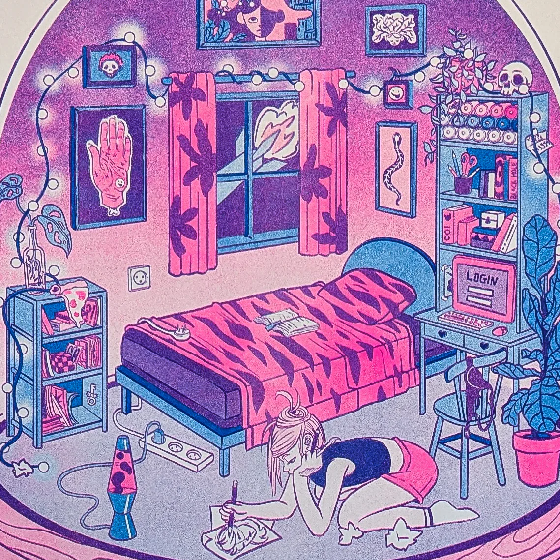 Bubble Girl Riso Print (+zine) - Image 3